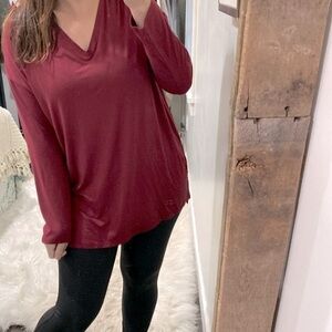 Piko burgundy bamboo top size small new with tags